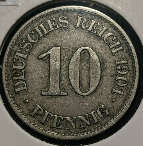 Germany Empire 1901 E 10 Pfennig KM# 12 Cleaned  #344   8C