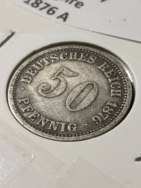 Germany Empire 1876 A 50 Pfennig Cleaned KM# 6  #098  8B