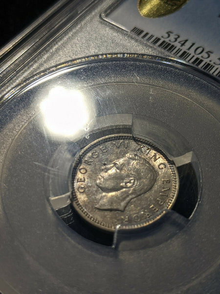 New Zealand 1942 Threepence 3d PCGS AU58 aUNC #1499