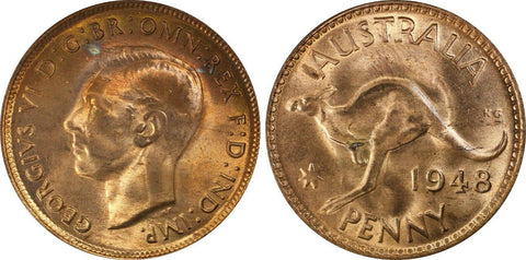 1948 M Penny 1d Australia MS64RD PCGS GEM UNC  #1503