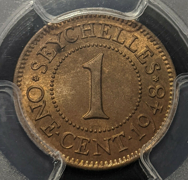 Seychelles 1948 One Cent 1c KM# 5 PCGS MS63 RB Choice UNC #1535