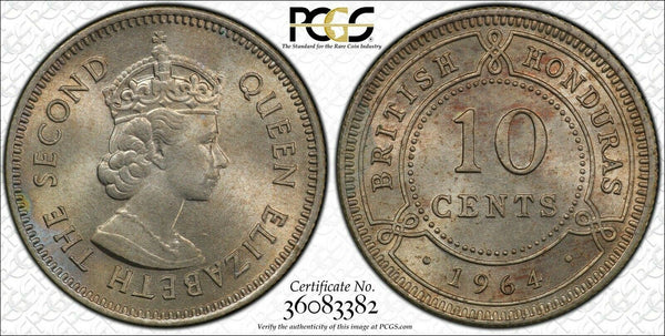 British Honduras 1964 Ten Cent 10c KM# 32 PCGS MS65 GEM UNC #1539