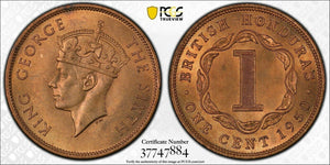 British Honduras 1950 One Cent KM# 24 PCGS MS64 RD GEM UNC #1537