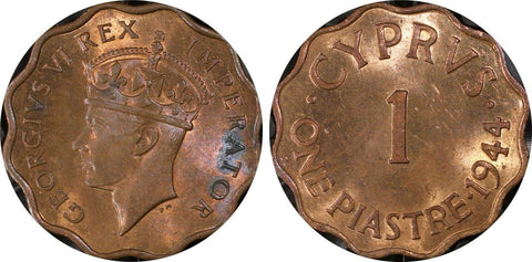 Cyprus 1944 Piastre KM# 23a PCGS MS63RB Choice UNC #1549