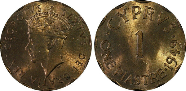 Cyprus 1949 piastre KM# 30 PCGS MS64RD GEM UNC EX Arielle Collection #1552