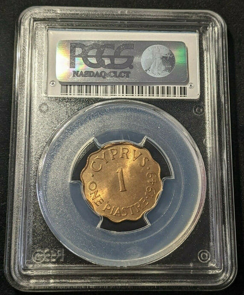 Cyprus 1949 piastre KM# 30 PCGS MS64RD GEM UNC EX Arielle Collection #1552