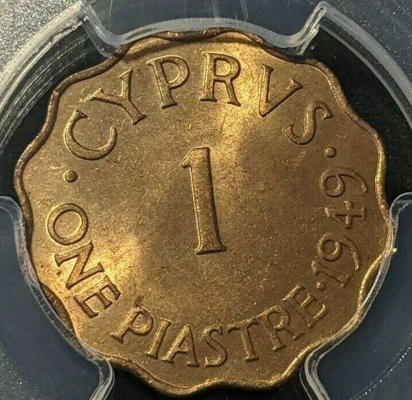 Cyprus 1949 piastre KM# 30 PCGS MS64RD GEM UNC EX Arielle Collection #1552