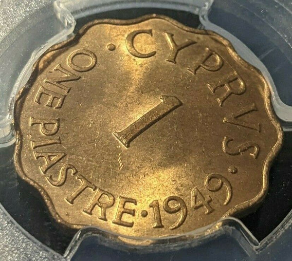 Cyprus 1949 piastre KM# 30 PCGS MS64RD GEM UNC EX Arielle Collection #1552