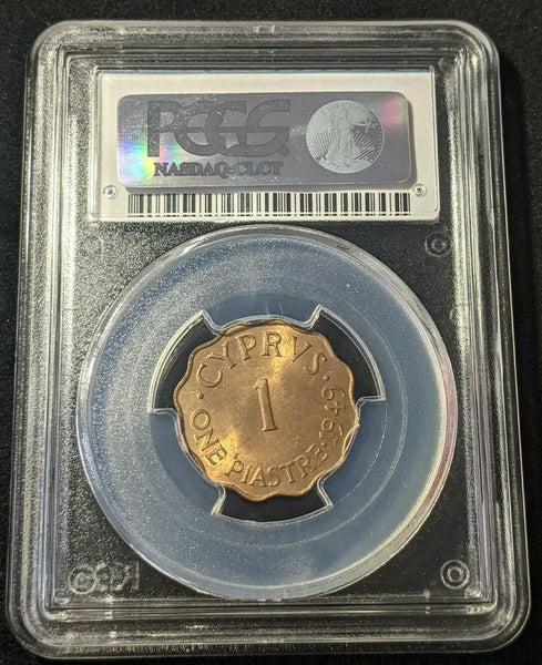 Cyprus 1949 piastre KM# 30 PCGS MS64RD GEM UNC EX Arielle Collection #1552