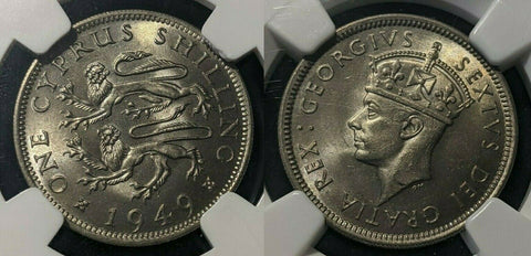 Cyprus 1949 Shilling 1s KM# 31 NGC MS64 GEM UNC #1553