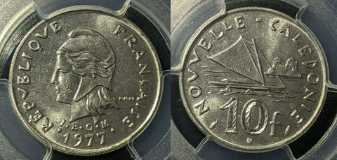 New Caledonia 1977 10 Francs KM# 11 & Lec 90 PCGS MS63 Choice UNC #1558