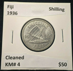 Fiji 1936 Shilling 1/- KM# 4 Cleaned #063