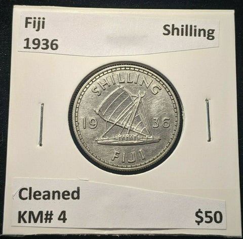 Fiji 1936 Shilling 1/- KM# 4 Cleaned #063