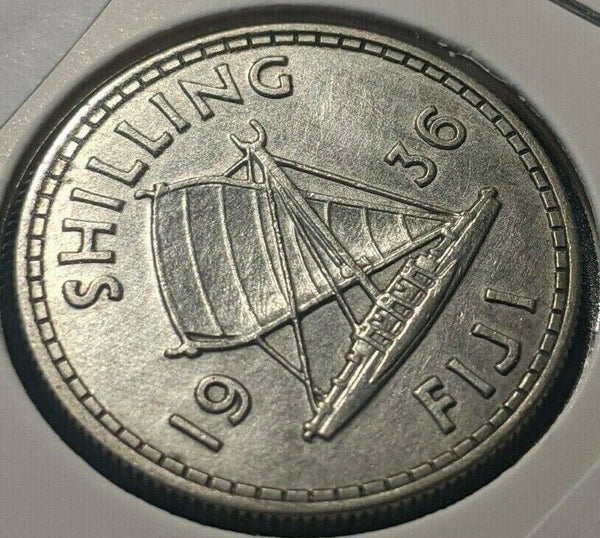 Fiji 1936 Shilling 1/- KM# 4 Cleaned #063