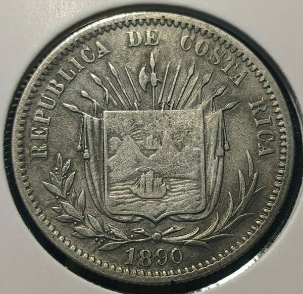 Costa Rica HEATON 1890 25 Centavos KM# 130 Cleaned #065