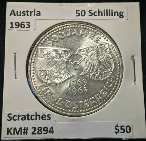 Austria 1963 50 Schilling KM# 2894 Scratches #190     #15A