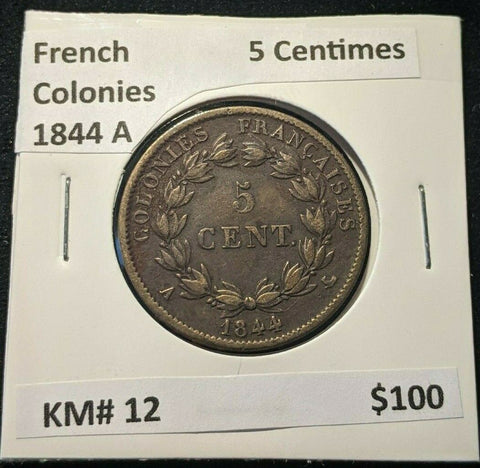 French Colonies 1844 A 5 Centimes KM# 12 #047
