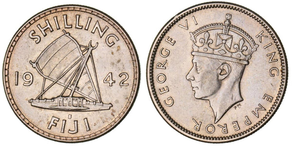 Fiji 1942 S Shilling 1/- KM# 12a Scratches #078