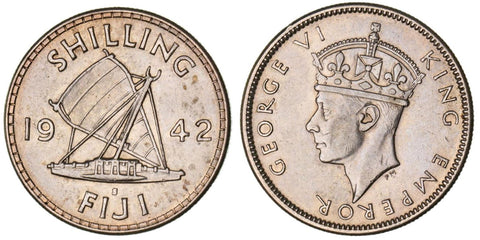 Fiji 1942 S Shilling 1/- KM# 12a Scratches #078