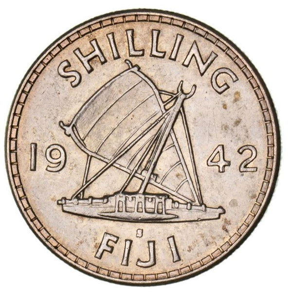 Fiji 1942 S Shilling 1/- KM# 12a Scratches #078