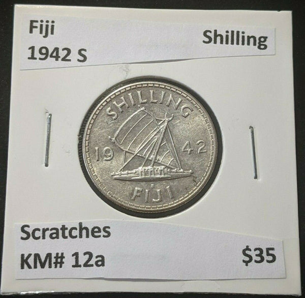 Fiji 1942 S Shilling 1/- KM# 12a Scratches #078