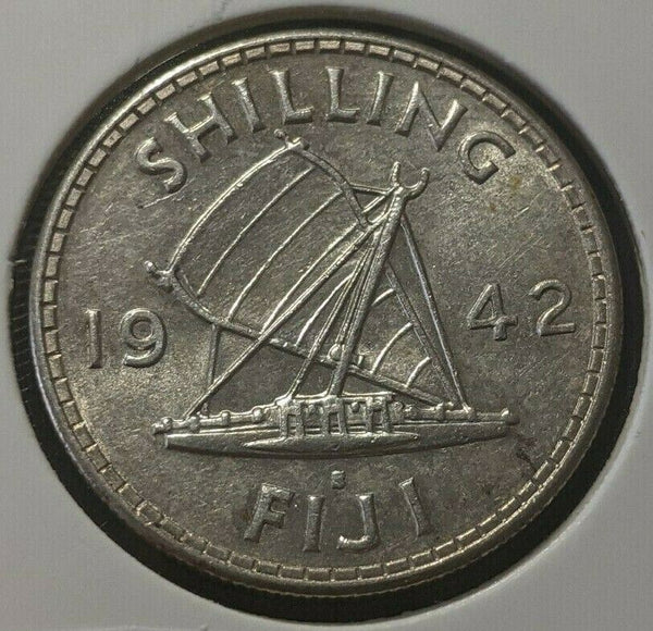 Fiji 1942 S Shilling 1/- KM# 12a Scratches #078