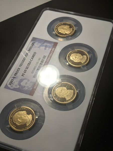 2007-S Proof Presidential Dollars NGC PF69 ULTRA CAMEO  4 Coin Set #1582