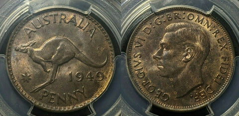 1949 M Penny 1d Australia MS63RB PCGS Choice UNC #1588