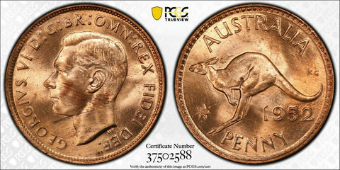 1952 M Penny 1d Australia MS64RD PCGS Gem UNC #1590