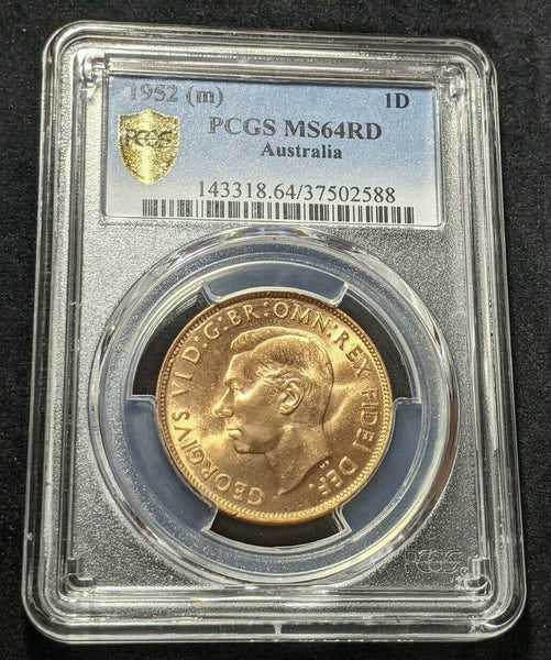 1952 M Penny 1d Australia MS64RD PCGS Gem UNC #1590