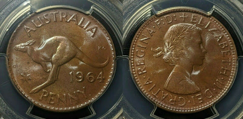 1964. Y (p) Penny 1d Australia MS65BN PCGS  GEM UNC #1591