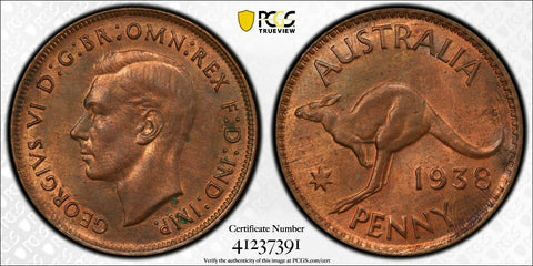 1938 M Penny 1d Australia PCGS MS63RB Choice Unc