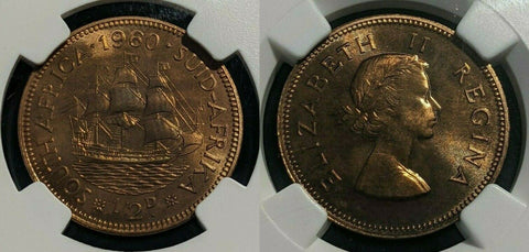 South Africa 1960 Proof Half Penny 1/2D NGC PF65RB GEM UNC KM# 45 #1627