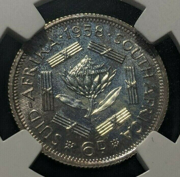 South Africa 1958 Proof Sixpence 6d NGC PF66 GEM UNC KM# 48  #1643