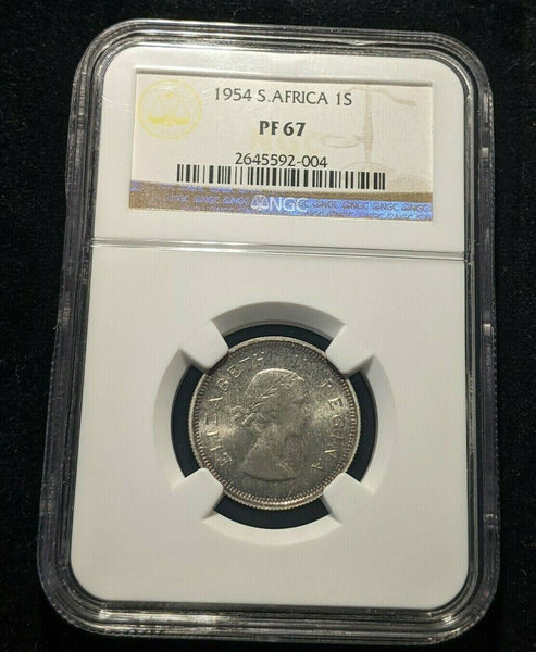 South Africa 1954 Proof Shilling 1/- NGC PF67 GEM UNC KM# 49 #1646