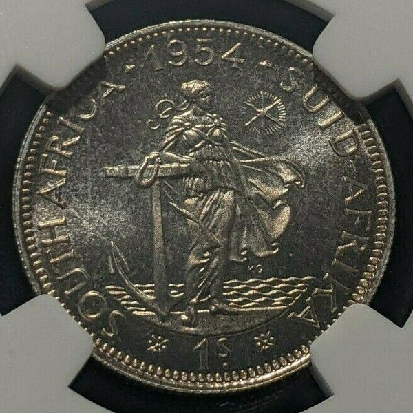 South Africa 1954 Proof Shilling 1/- NGC PF67 GEM UNC KM# 49 #1646