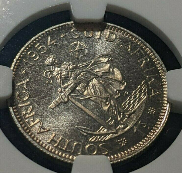 South Africa 1954 Proof Shilling 1/- NGC PF67 GEM UNC KM# 49 #1646