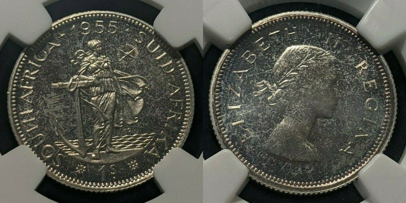 South Africa 1955 Proof Shilling 1/- NGC PF66 GEM UNC KM# 49 #1647