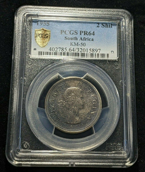 South Africa 1955 Proof 2 Shilling 2/- PCGS PR64 GEM UNC KM# 50 #1652