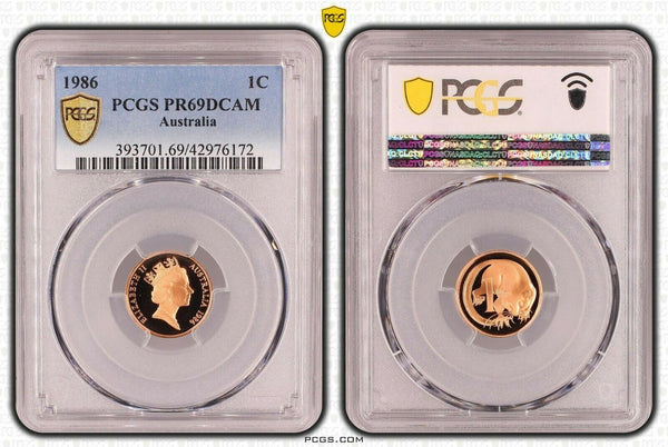1986 Proof One Cent 1c Australia PCGS PR69DCAM FDC UNC #1688