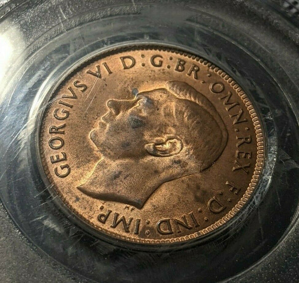 1943 m Half Penny 1/2d Australia PCGS MS64RD GEM UNC #1692
