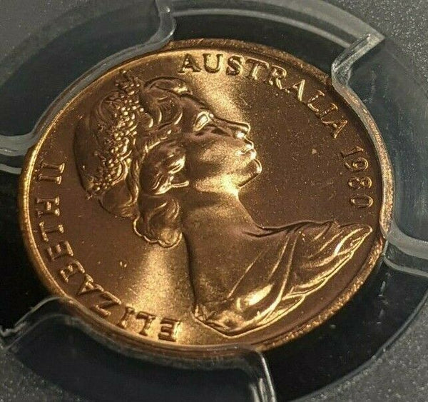 1980 One Cent 1c Australia PCGS MS66RD GEM UNC #1754