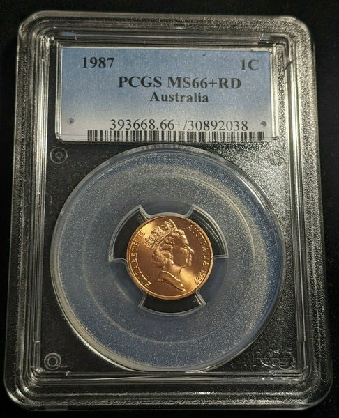 1987 One Cent 1c Australia PCGS MS66+ RD GEM UNC #1757
