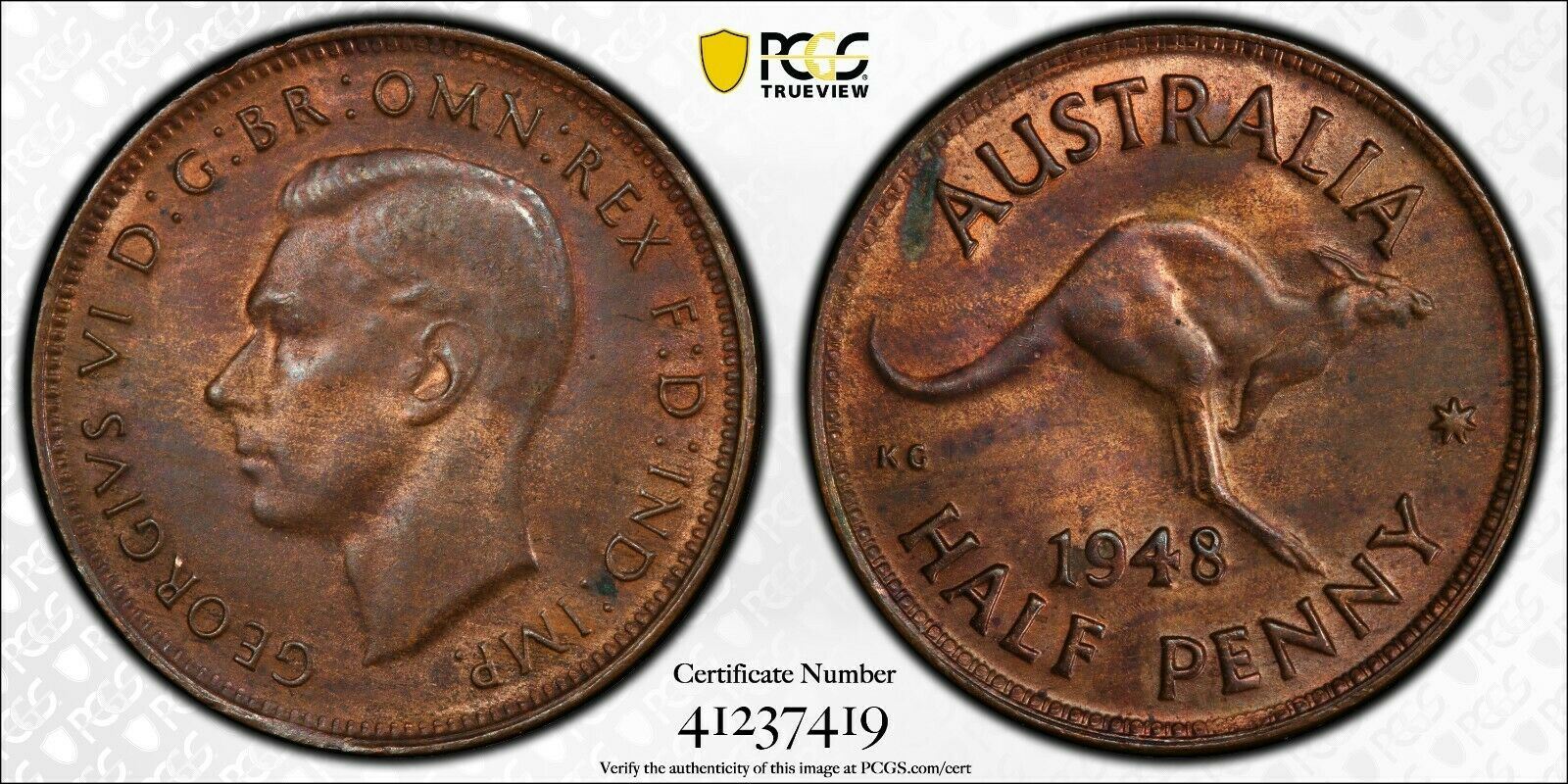 1948 m Half Penny 1/2d Australia PCGS MS63BN Choice UNC  #1758