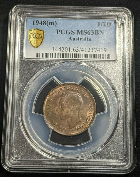 1948 m Half Penny 1/2d Australia PCGS MS63BN Choice UNC  #1758