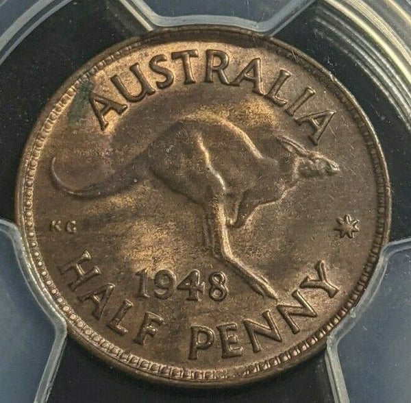 1948 m Half Penny 1/2d Australia PCGS MS63BN Choice UNC  #1758