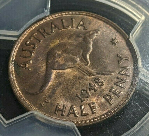 1948 m Half Penny 1/2d Australia PCGS MS63BN Choice UNC  #1758