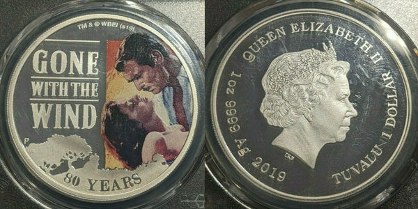 Tuvalu 2019Proof $1 Silver 1Oz Gone With The Wind 80th Anniversary PCGS PR69DCAM