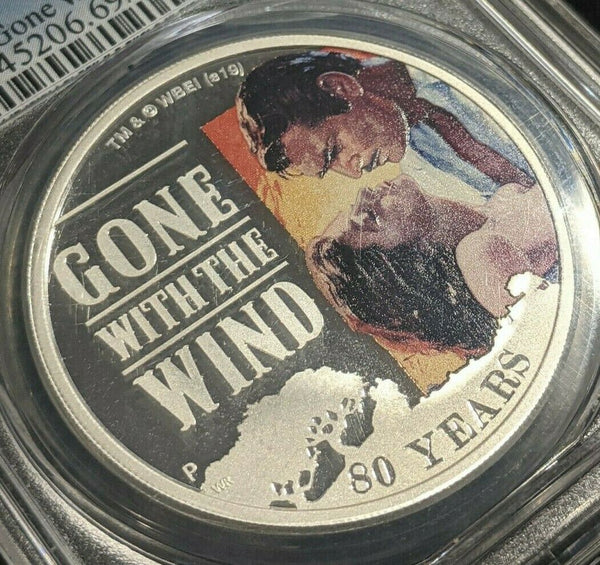 Tuvalu 2019Proof $1 Silver 1Oz Gone With The Wind 80th Anniversary PCGS PR69DCAM