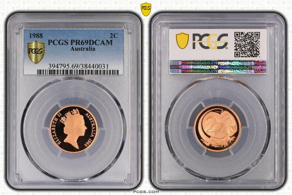 1988 Proof Two Cent 2c Australia PCGS PR69DCAM FDC UNC #1741
